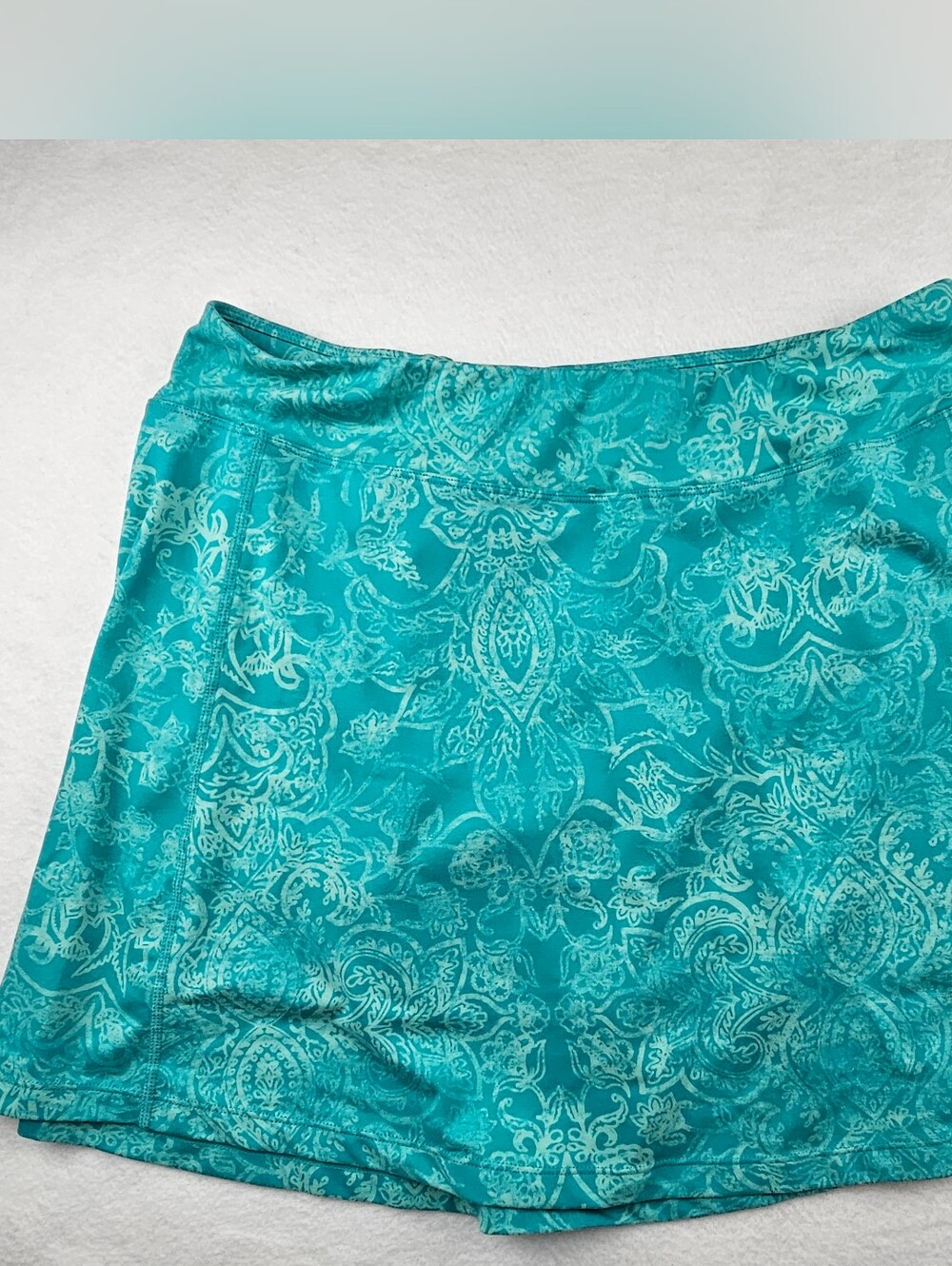 Title Nine Floral Scroll Dream Skort Teal Green Paisley Large Tennis Golf Pickle - Picture 2 of 9